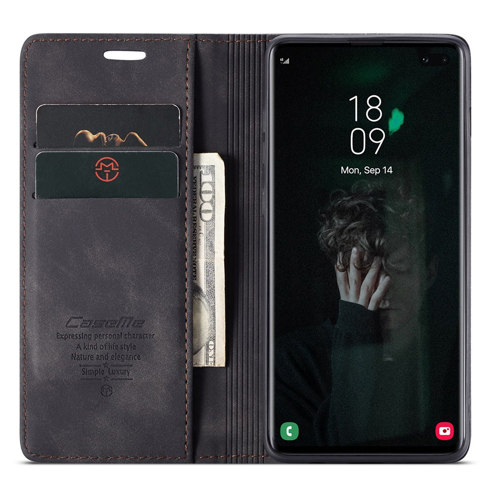 CASEME 013 Series PU Leather Case [Auto-absorbed] [Wallet Stand] for Samsung Galaxy S10 Plus