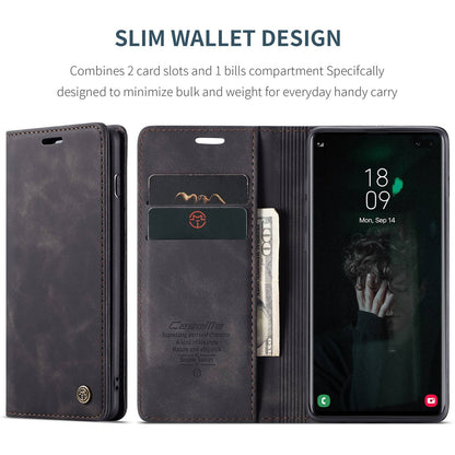 CASEME 013 Series PU Leather Case [Auto-absorbed] [Wallet Stand] for Samsung Galaxy S10 Plus
