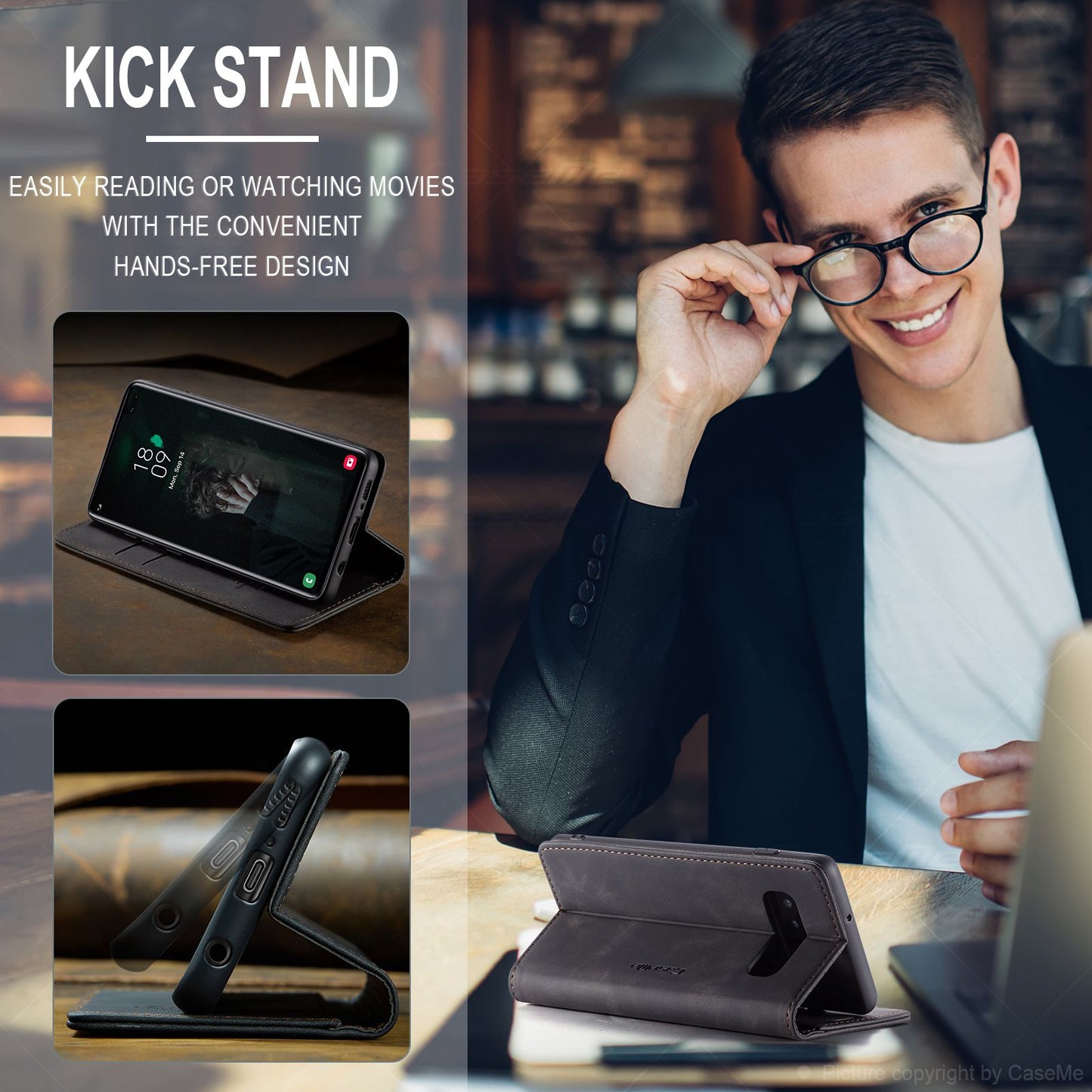CASEME 013 Series PU Leather Case [Auto-absorbed] [Wallet Stand] for Samsung Galaxy S10 Plus