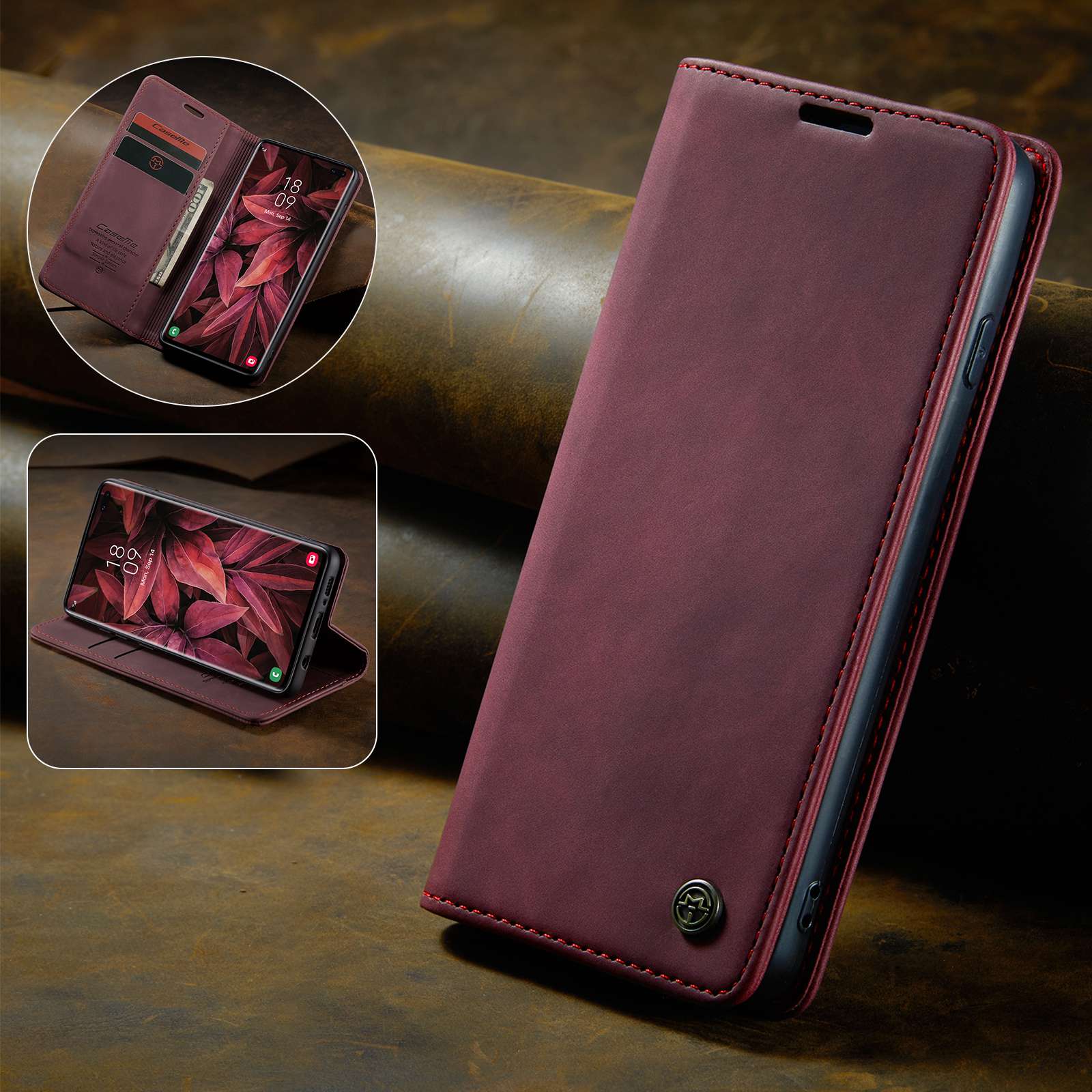 CASEME 013 Series PU Leather Case [Auto-absorbed] [Wallet Stand] for Samsung Galaxy S10 Plus