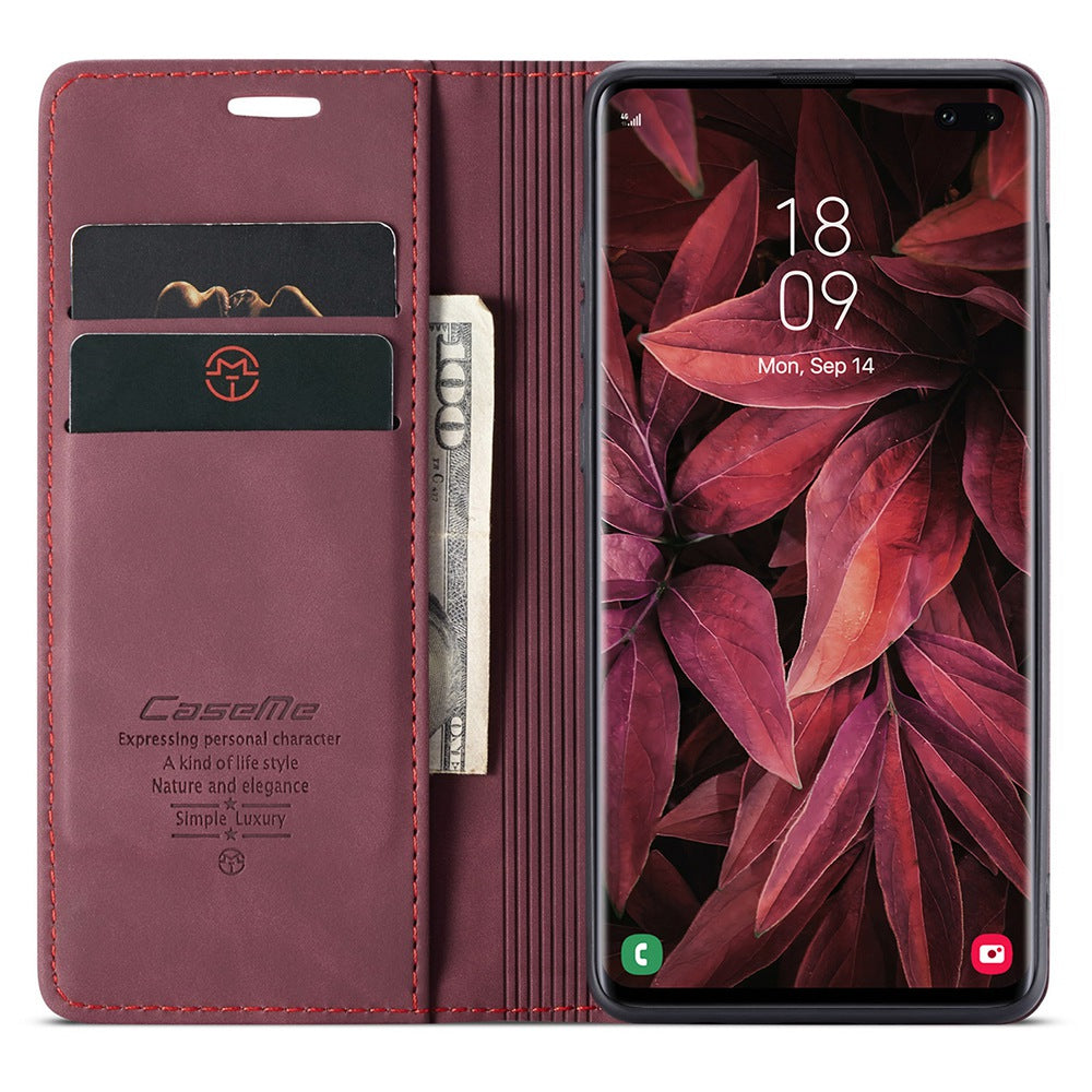 CASEME 013 Series PU Leather Case [Auto-absorbed] [Wallet Stand] for Samsung Galaxy S10 Plus