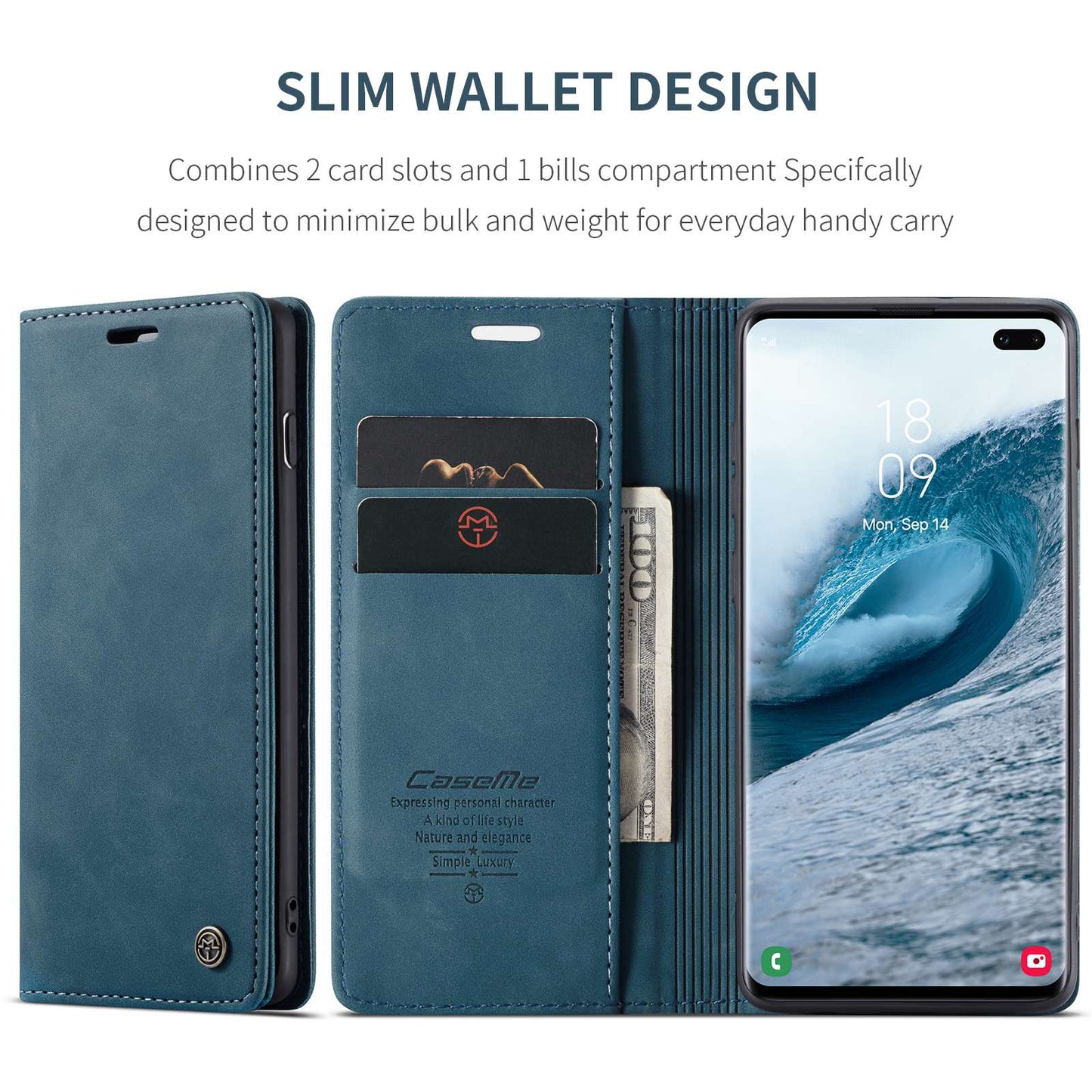 CASEME 013 Series PU Leather Case [Auto-absorbed] [Wallet Stand] for Samsung Galaxy S10 Plus