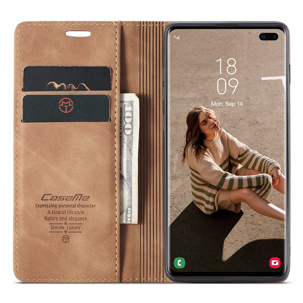 CASEME 013 Series PU Leather Case [Auto-absorbed] [Wallet Stand] for Samsung Galaxy S10 Plus