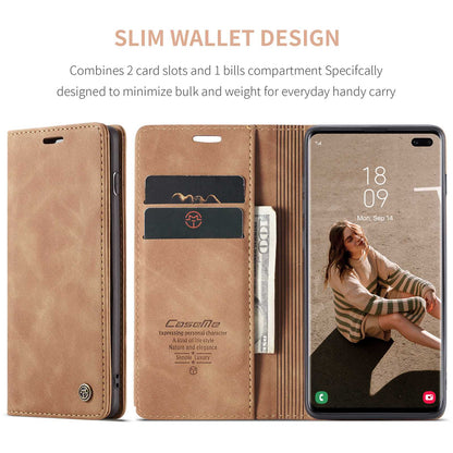 CASEME 013 Series PU Leather Case [Auto-absorbed] [Wallet Stand] for Samsung Galaxy S10 Plus