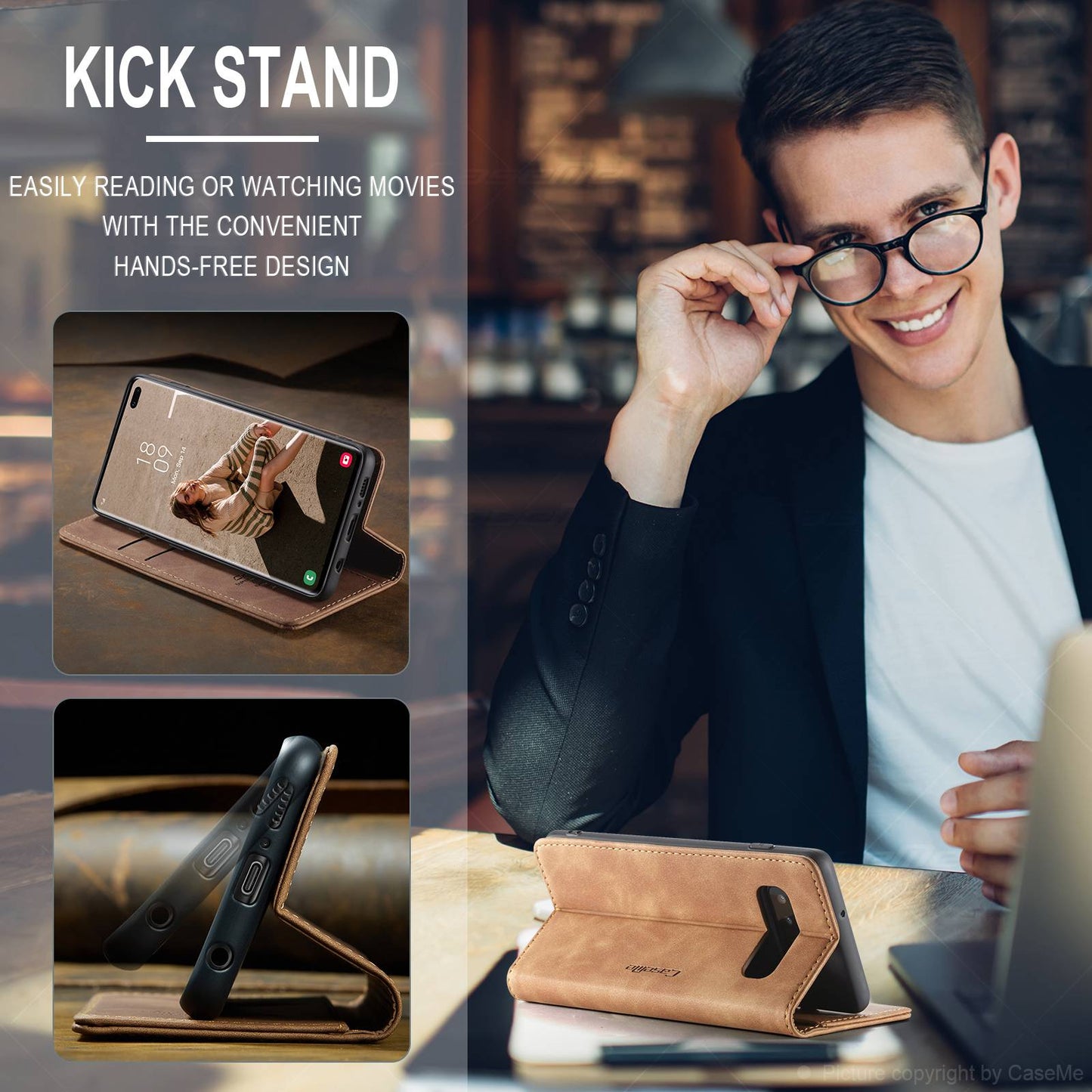 CASEME 013 Series PU Leather Case [Auto-absorbed] [Wallet Stand] for Samsung Galaxy S10 Plus