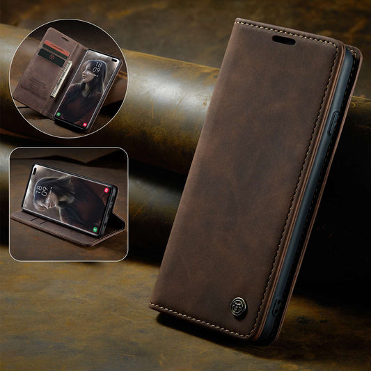 CASEME 013 Series PU Leather Case [Auto-absorbed] [Wallet Stand] for Samsung Galaxy S10 Plus