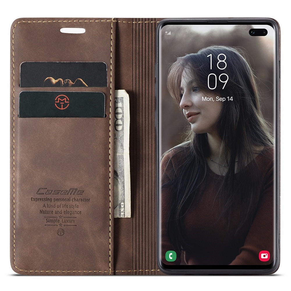 CASEME 013 Series PU Leather Case [Auto-absorbed] [Wallet Stand] for Samsung Galaxy S10 Plus