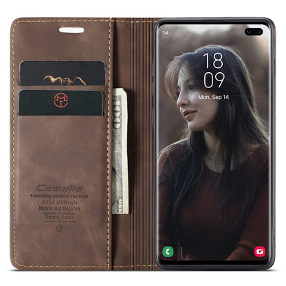 CASEME 013 Series PU Leather Case [Auto-absorbed] [Wallet Stand] for Samsung Galaxy S10 Plus