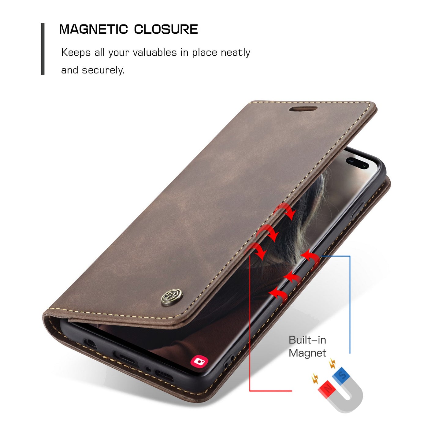CASEME 013 Series PU Leather Case [Auto-absorbed] [Wallet Stand] for Samsung Galaxy S10 Plus
