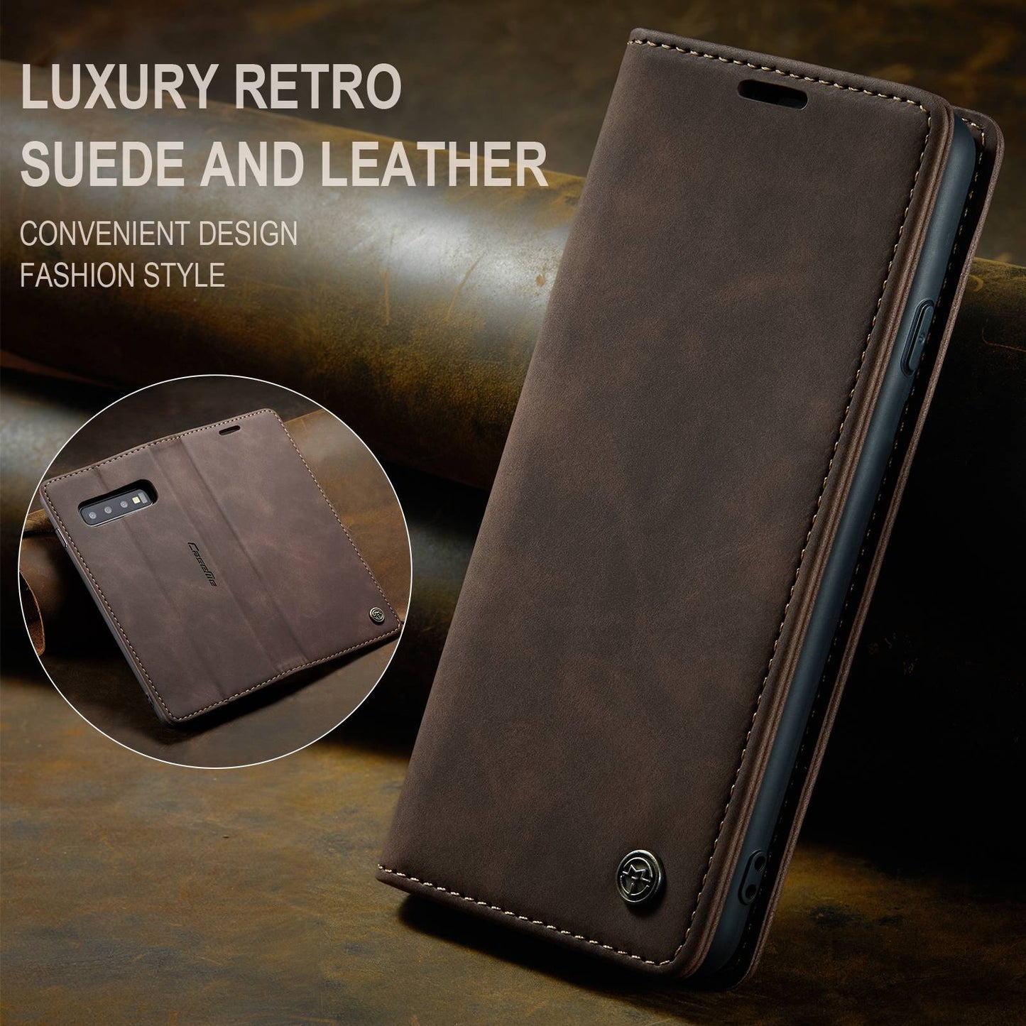 CASEME 013 Series PU Leather Case [Auto-absorbed] [Wallet Stand] for Samsung Galaxy S10 Plus
