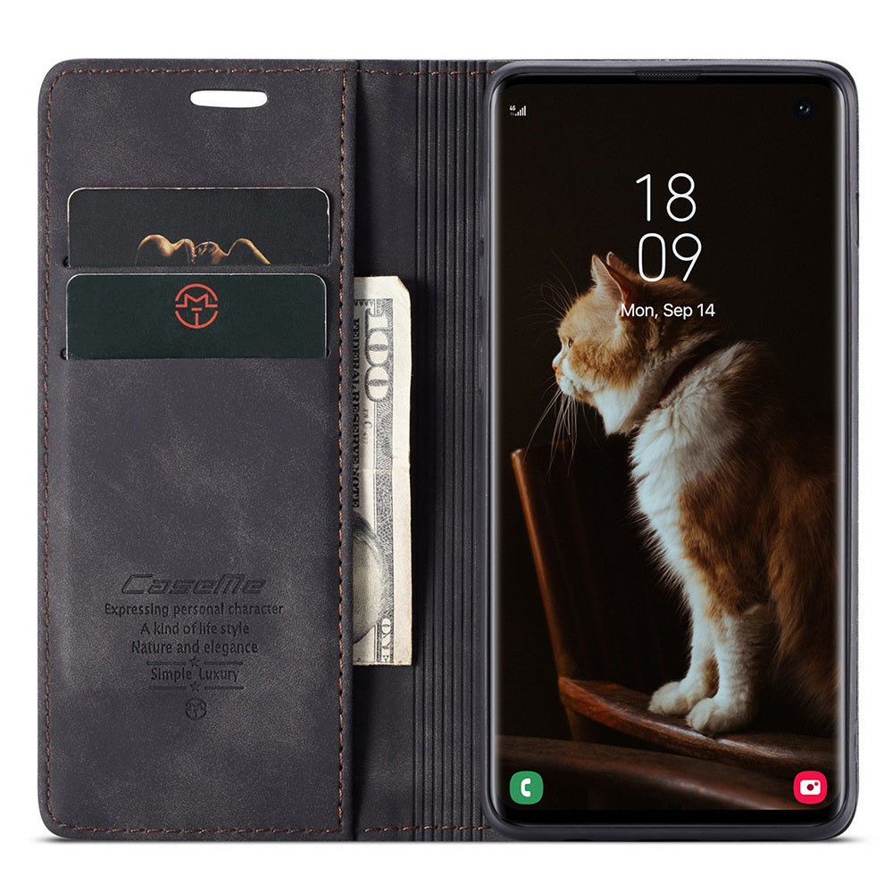 CASEME 013 Series for Samsung Galaxy S10 PU Leather Case [Auto-absorbed] [Wallet Stand]
