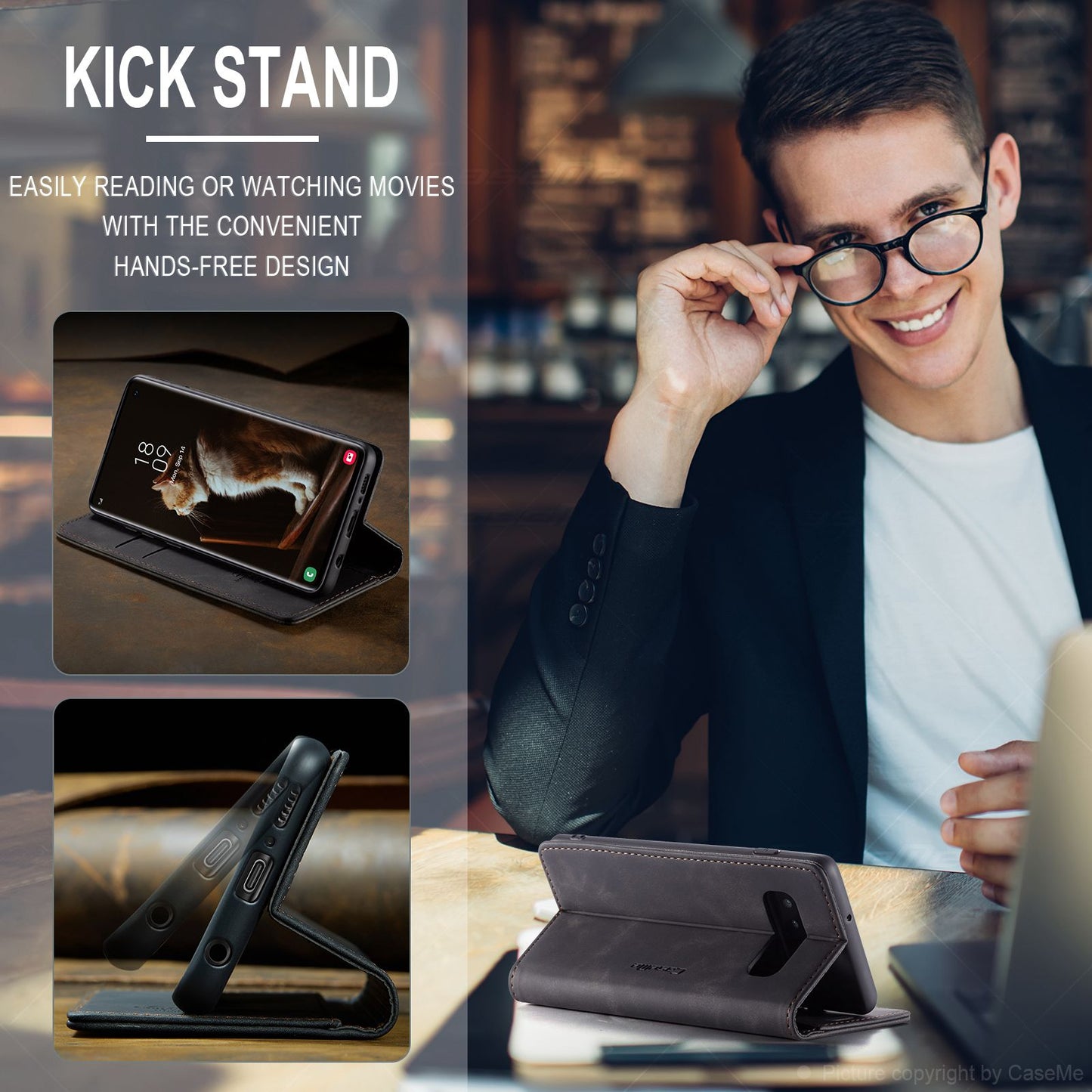 CASEME 013 Series for Samsung Galaxy S10 PU Leather Case [Auto-absorbed] [Wallet Stand]