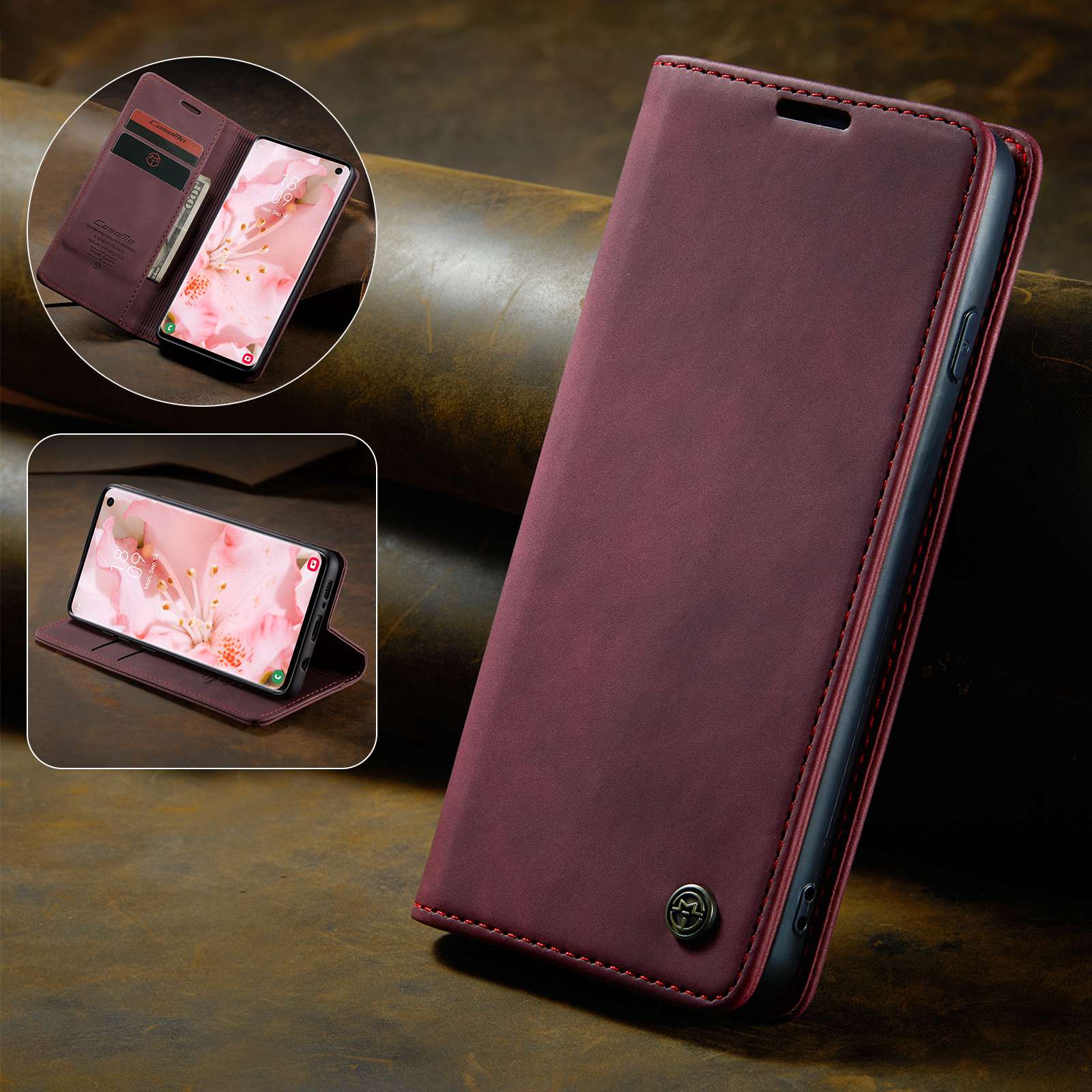 CASEME 013 Series for Samsung Galaxy S10 PU Leather Case [Auto-absorbed] [Wallet Stand]