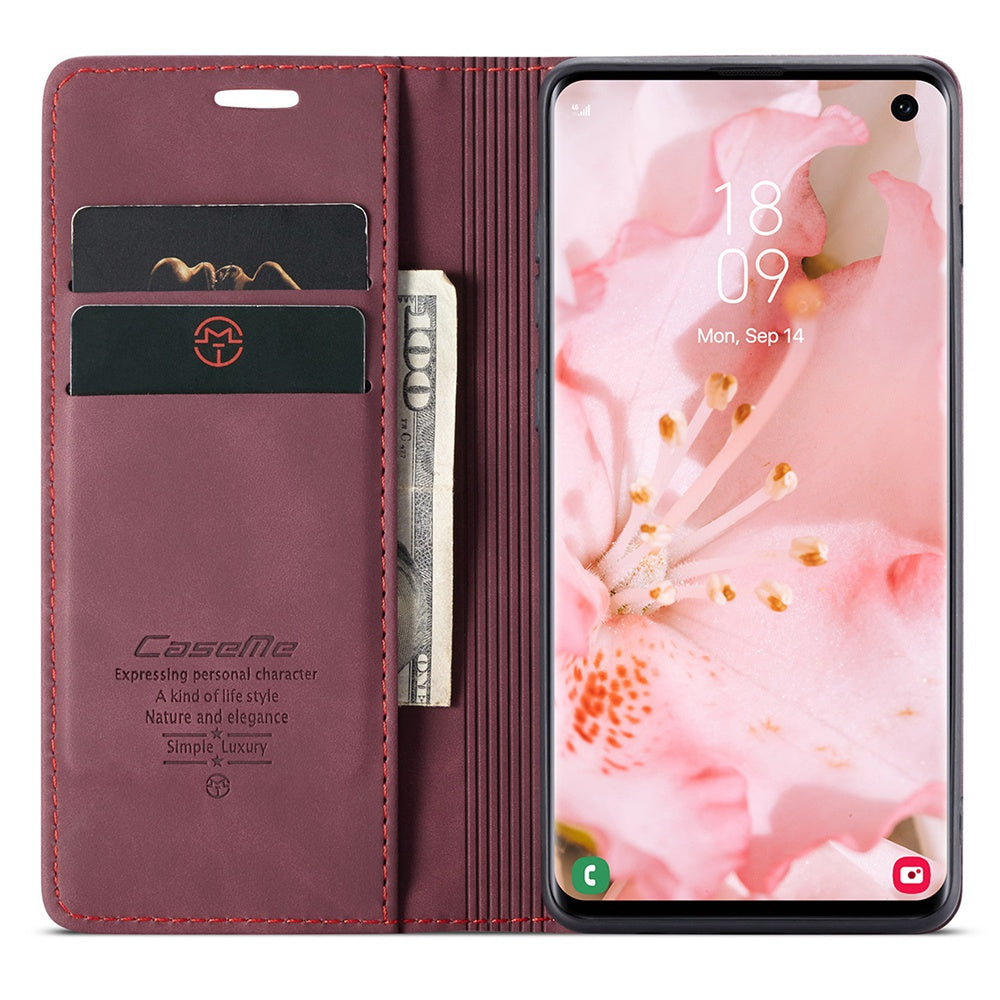 CASEME 013 Series for Samsung Galaxy S10 PU Leather Case [Auto-absorbed] [Wallet Stand]
