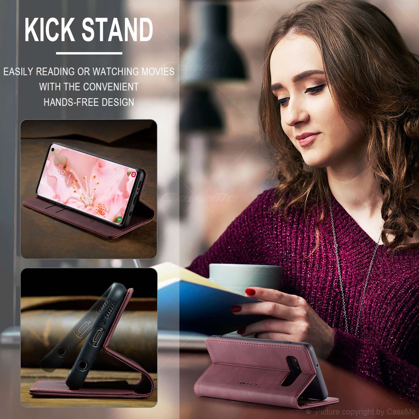 CASEME 013 Series for Samsung Galaxy S10 PU Leather Case [Auto-absorbed] [Wallet Stand]
