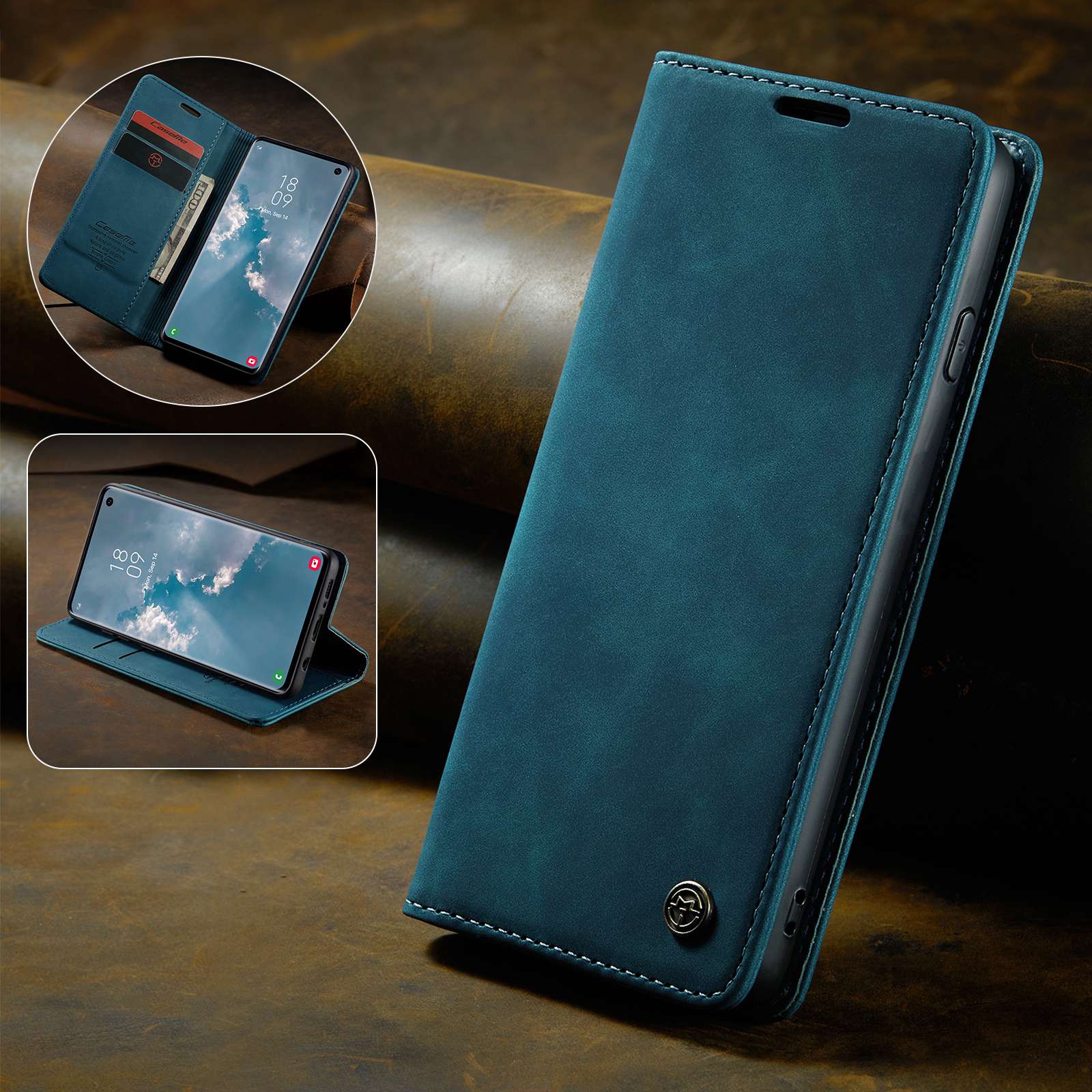 CASEME 013 Series for Samsung Galaxy S10 PU Leather Case [Auto-absorbed] [Wallet Stand]