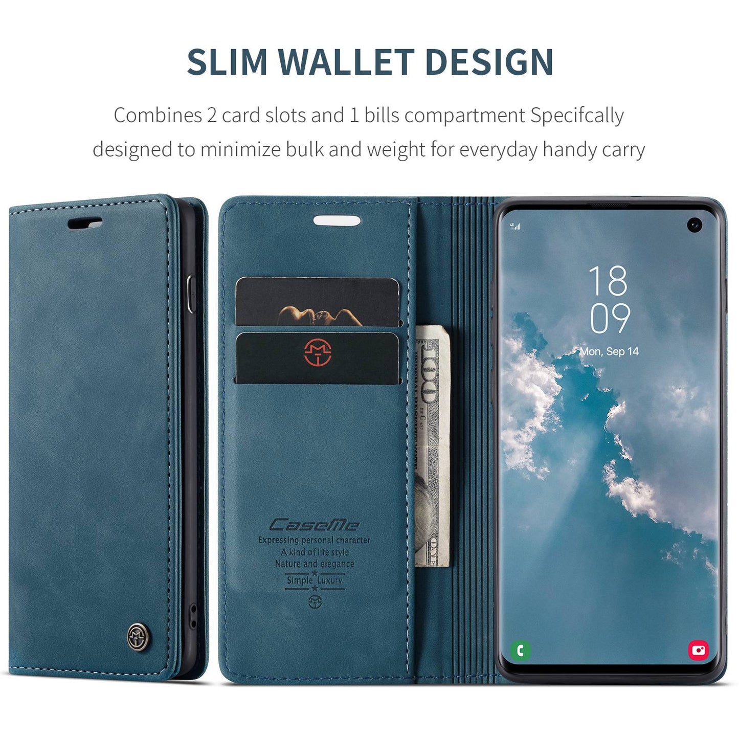 CASEME 013 Series for Samsung Galaxy S10 PU Leather Case [Auto-absorbed] [Wallet Stand]