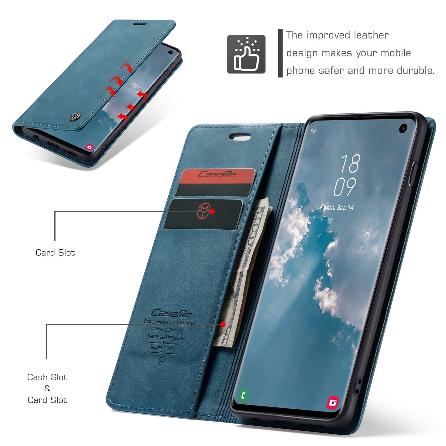 CASEME 013 Series for Samsung Galaxy S10 PU Leather Case [Auto-absorbed] [Wallet Stand]