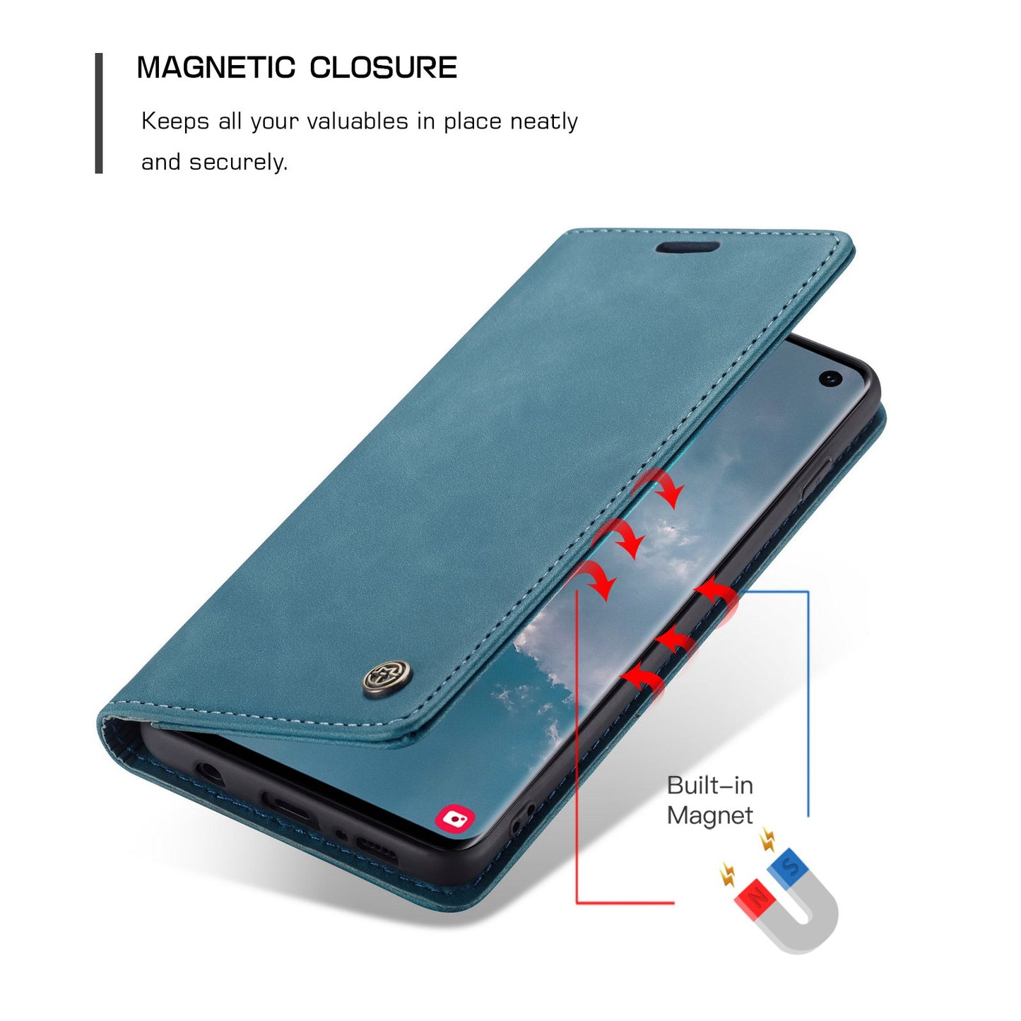 CASEME 013 Series for Samsung Galaxy S10 PU Leather Case [Auto-absorbed] [Wallet Stand]