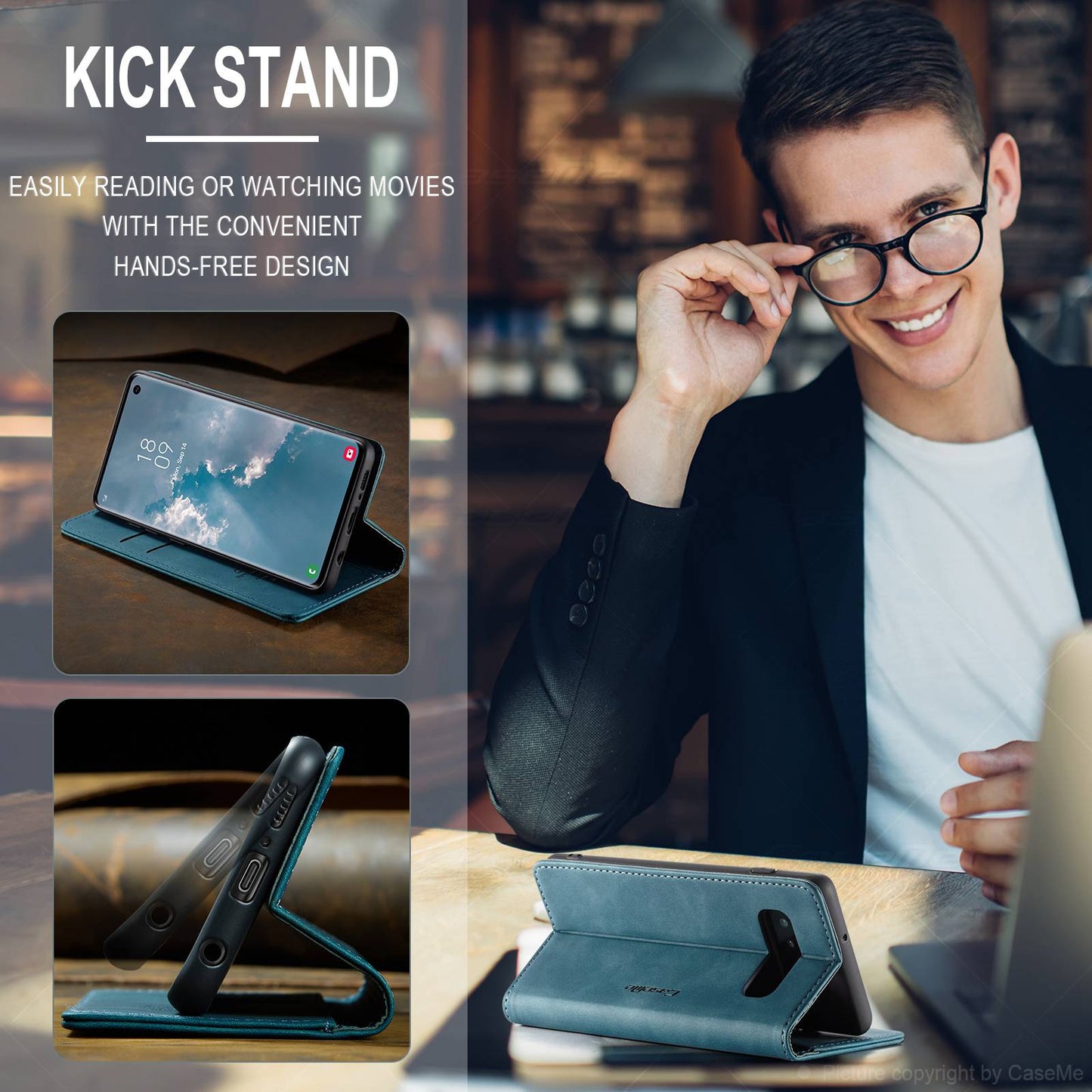 CASEME 013 Series for Samsung Galaxy S10 PU Leather Case [Auto-absorbed] [Wallet Stand]