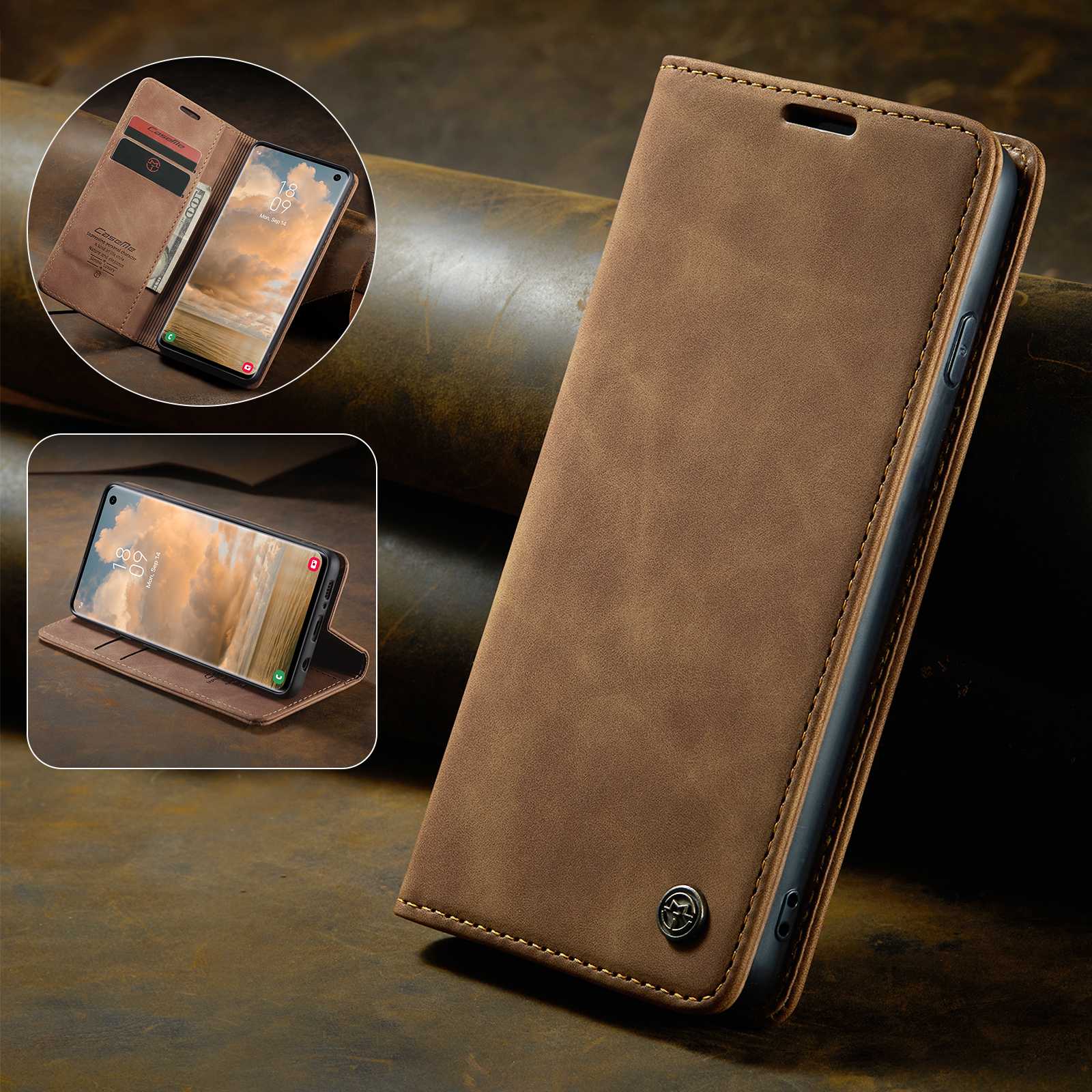 CASEME 013 Series for Samsung Galaxy S10 PU Leather Case [Auto-absorbed] [Wallet Stand]