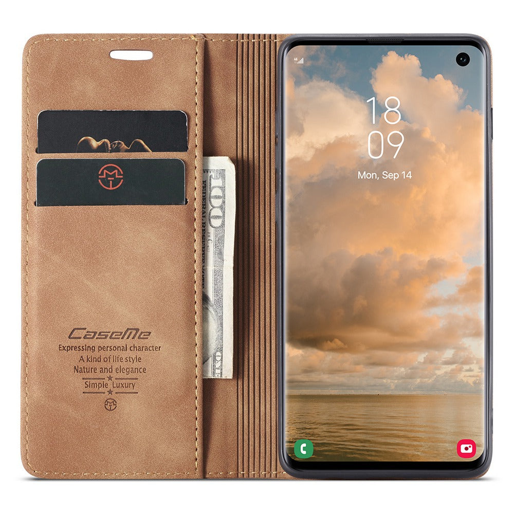 CASEME 013 Series for Samsung Galaxy S10 PU Leather Case [Auto-absorbed] [Wallet Stand]