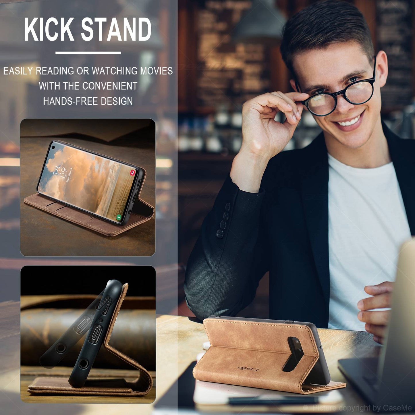CASEME 013 Series for Samsung Galaxy S10 PU Leather Case [Auto-absorbed] [Wallet Stand]