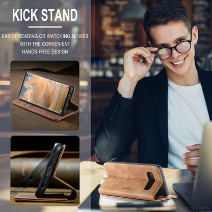 CASEME 013 Series for Samsung Galaxy S10 PU Leather Case [Auto-absorbed] [Wallet Stand]