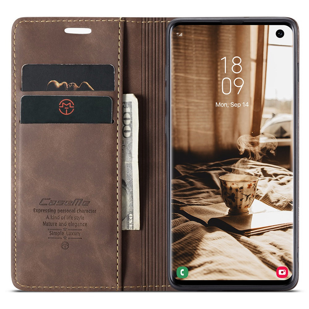 CASEME 013 Series for Samsung Galaxy S10 PU Leather Case [Auto-absorbed] [Wallet Stand]
