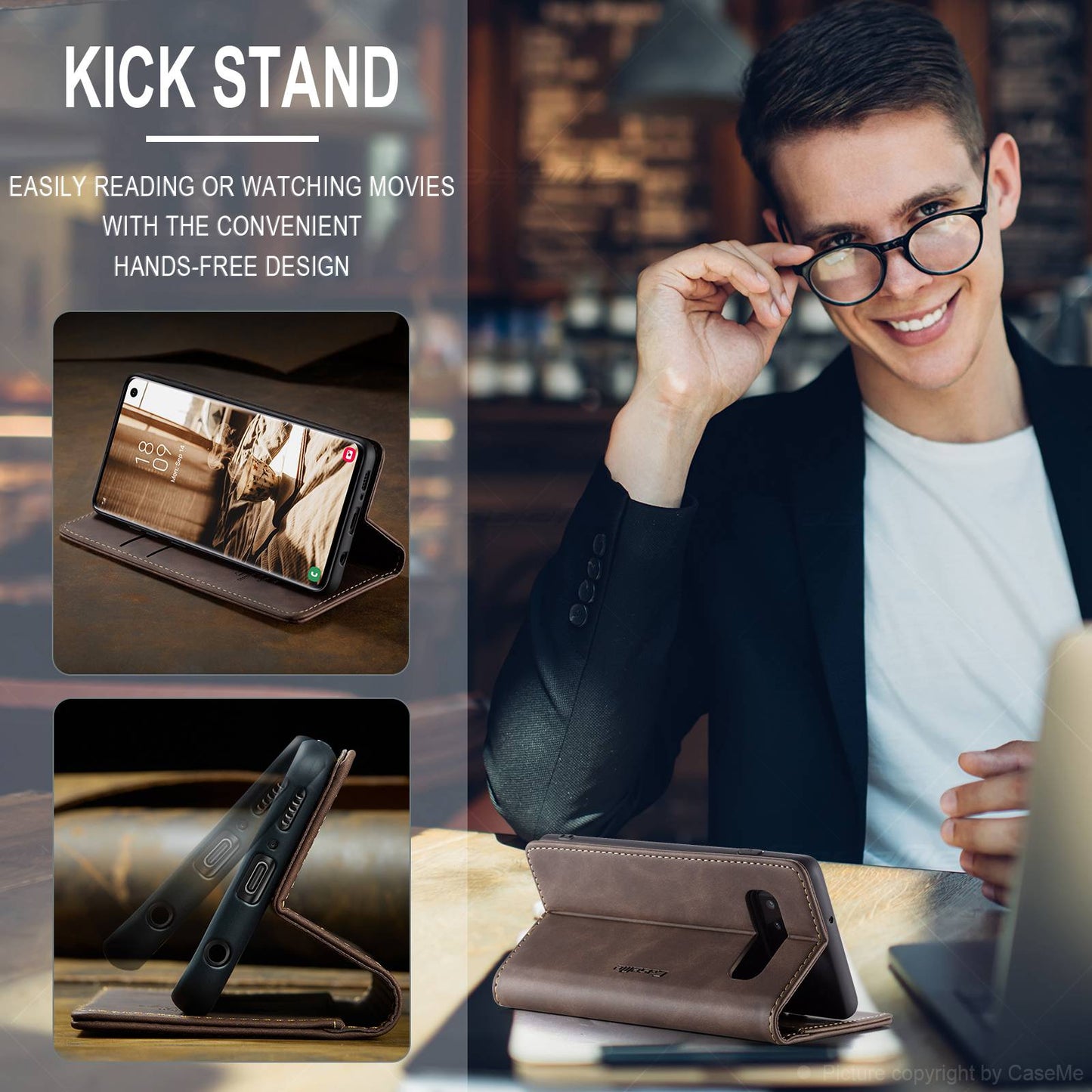 CASEME 013 Series for Samsung Galaxy S10 PU Leather Case [Auto-absorbed] [Wallet Stand]