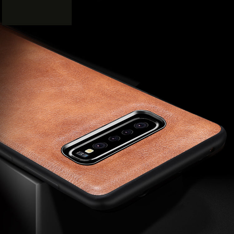 X-LEVEL Vintage Style PU Leather Coated TPU Phone Case for Samsung Galaxy S10