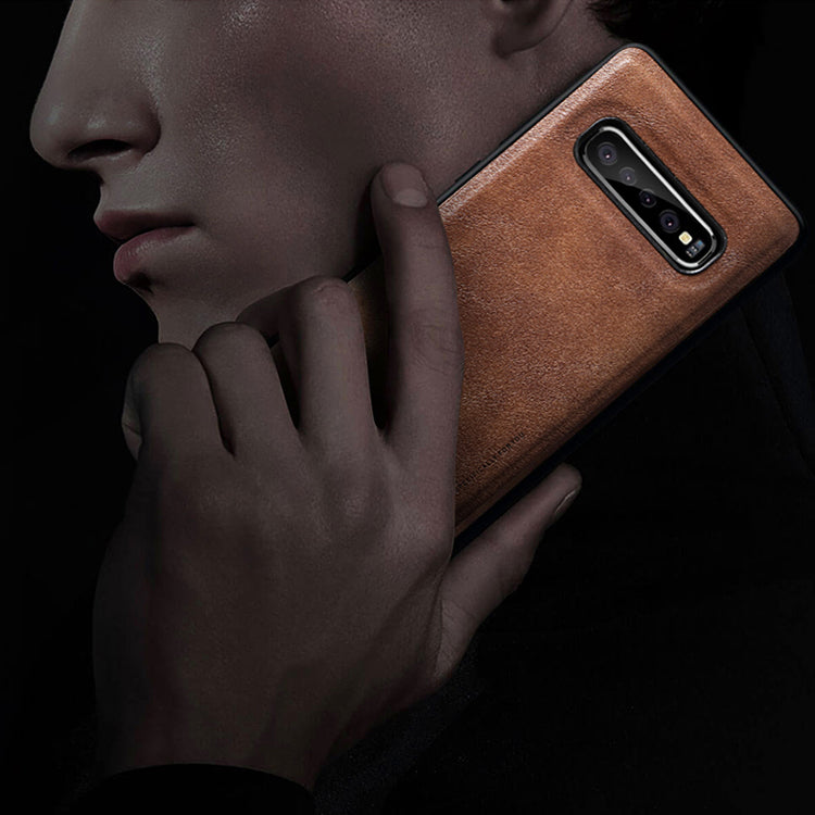 X-LEVEL Vintage Style PU Leather Coated TPU Phone Case for Samsung Galaxy S10
