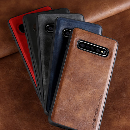 X-LEVEL Vintage Style PU Leather Coated TPU Phone Case for Samsung Galaxy S10