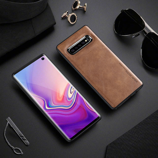 X-LEVEL Vintage Style PU Leather Coated TPU Phone Case for Samsung Galaxy S10 Plus