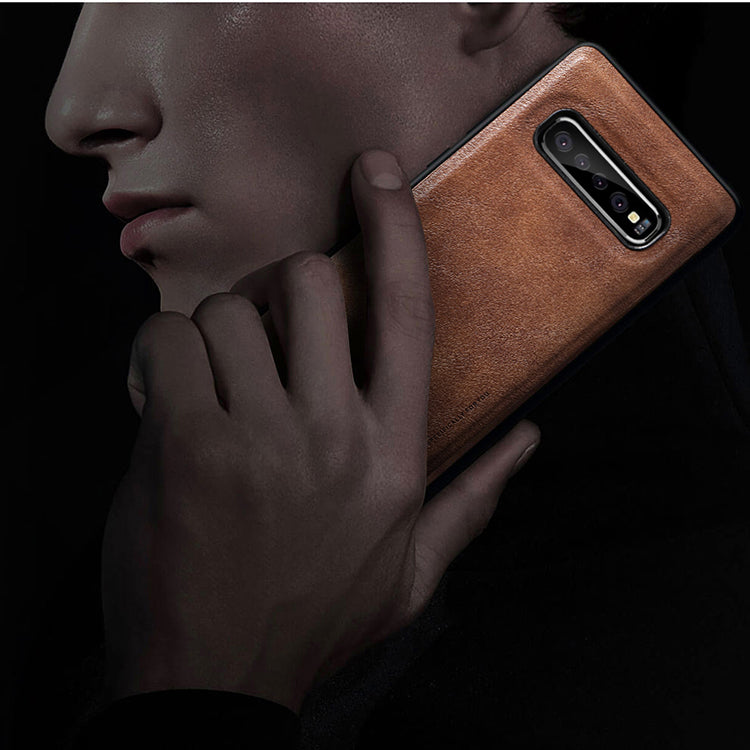 X-LEVEL Vintage Style PU Leather Coated TPU Phone Case for Samsung Galaxy S10 Plus