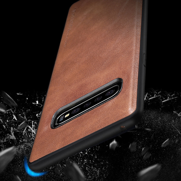 X-LEVEL Vintage Style PU Leather Coated TPU Phone Case for Samsung Galaxy S10 Plus