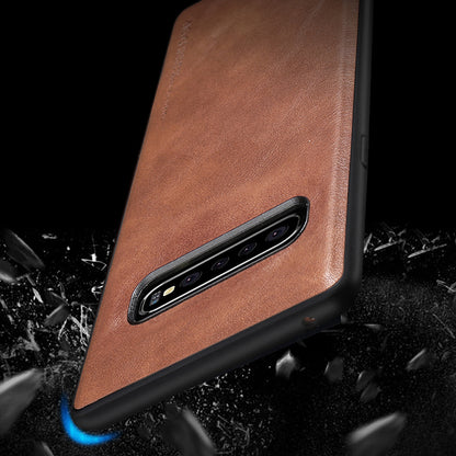 X-LEVEL Vintage Style PU Leather Coated TPU Phone Case for Samsung Galaxy S10 Plus