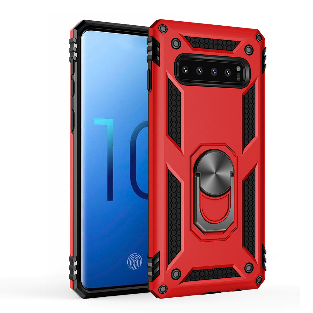 Armor PC TPU Hybrid Phone Case 360 Degree Rotation Ring Kickstand for Samsung Galaxy S10