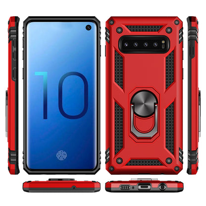 Armor PC TPU Hybrid Phone Case 360 Degree Rotation Ring Kickstand for Samsung Galaxy S10