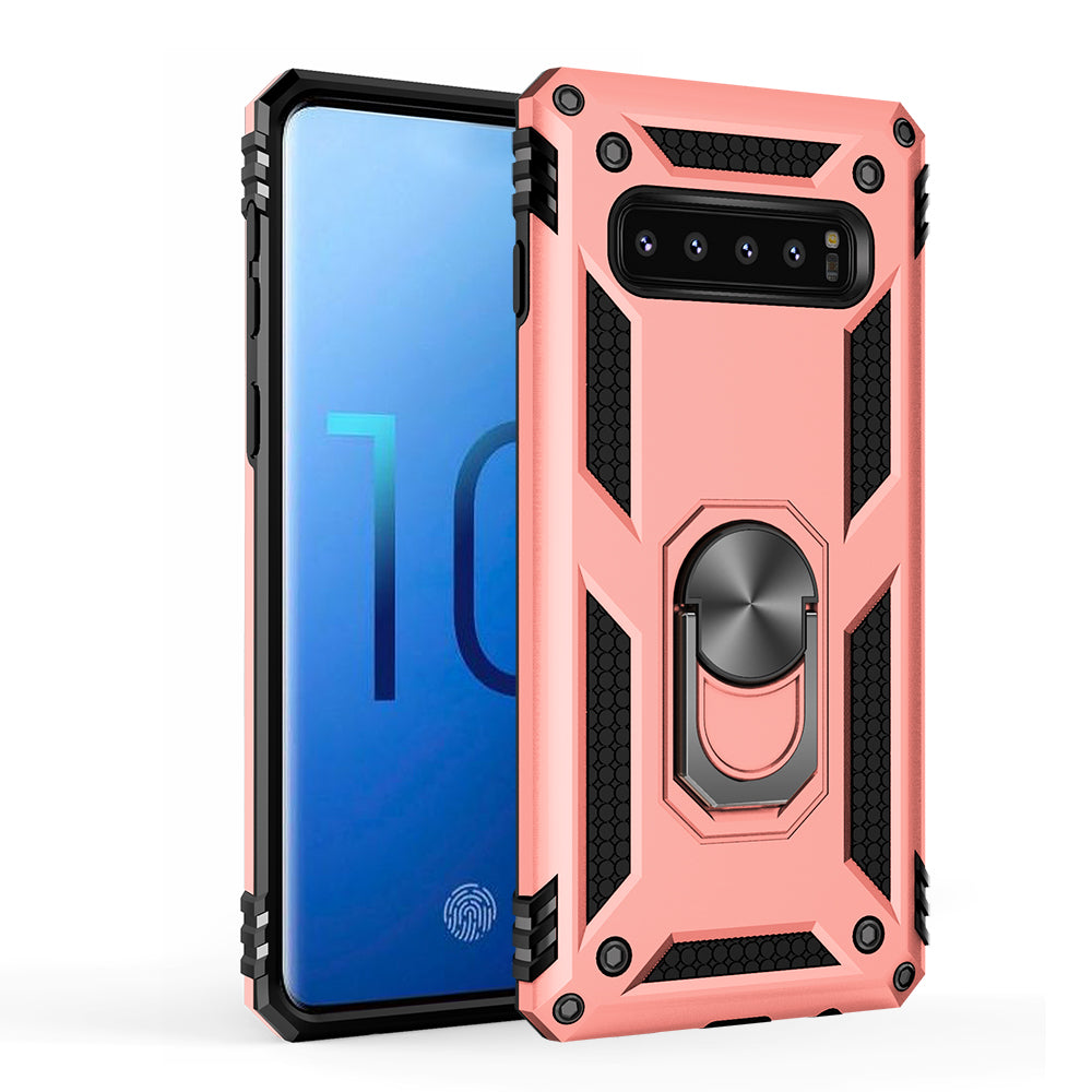 Armor PC TPU Hybrid Phone Case 360 Degree Rotation Ring Kickstand for Samsung Galaxy S10