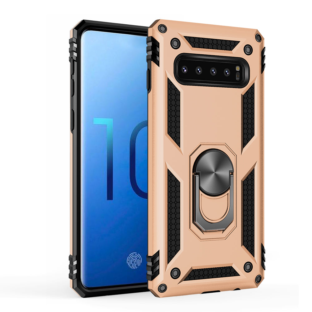 Armor PC TPU Hybrid Phone Case 360 Degree Rotation Ring Kickstand for Samsung Galaxy S10