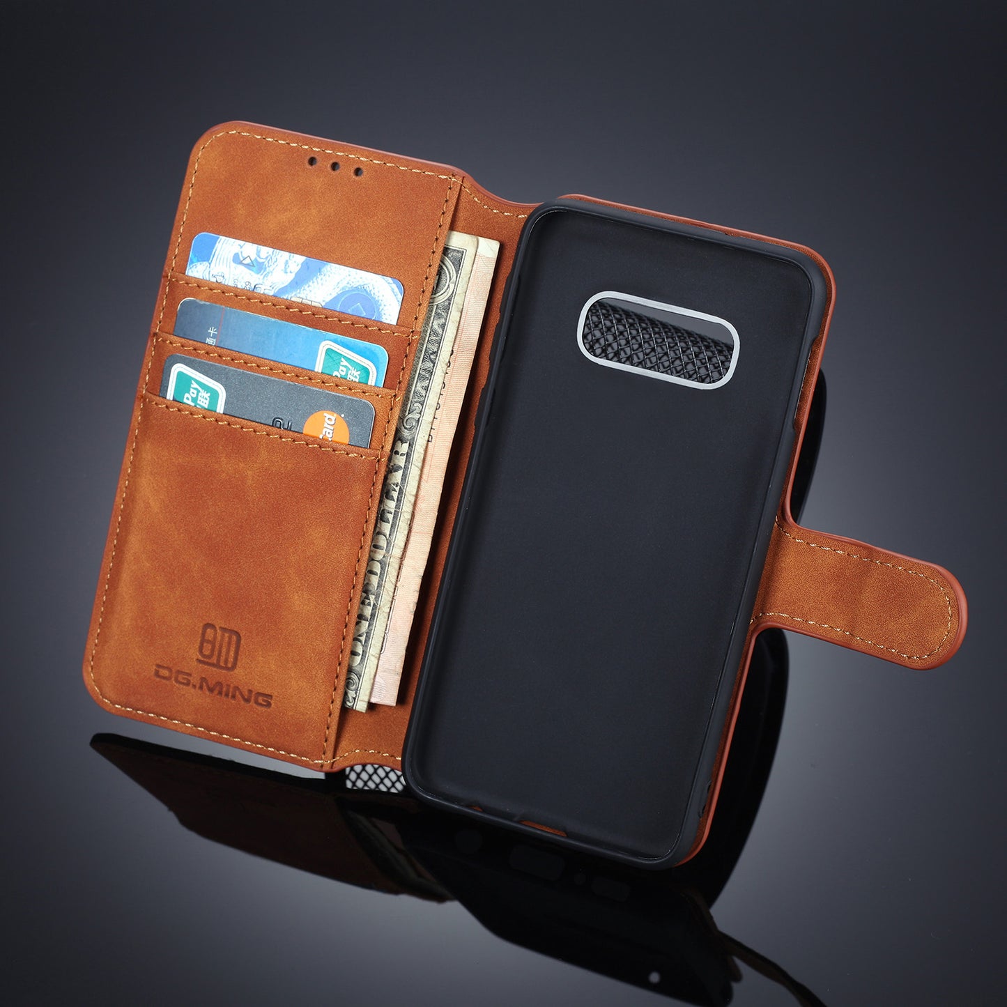 DG.MING Retro Style Wallet Leather Stand Case for Samsung Galaxy S10e