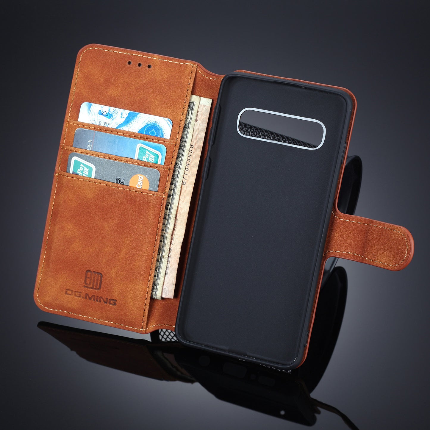 DG.MING Retro Style Wallet Leather Stand Case for Samsung Galaxy S10