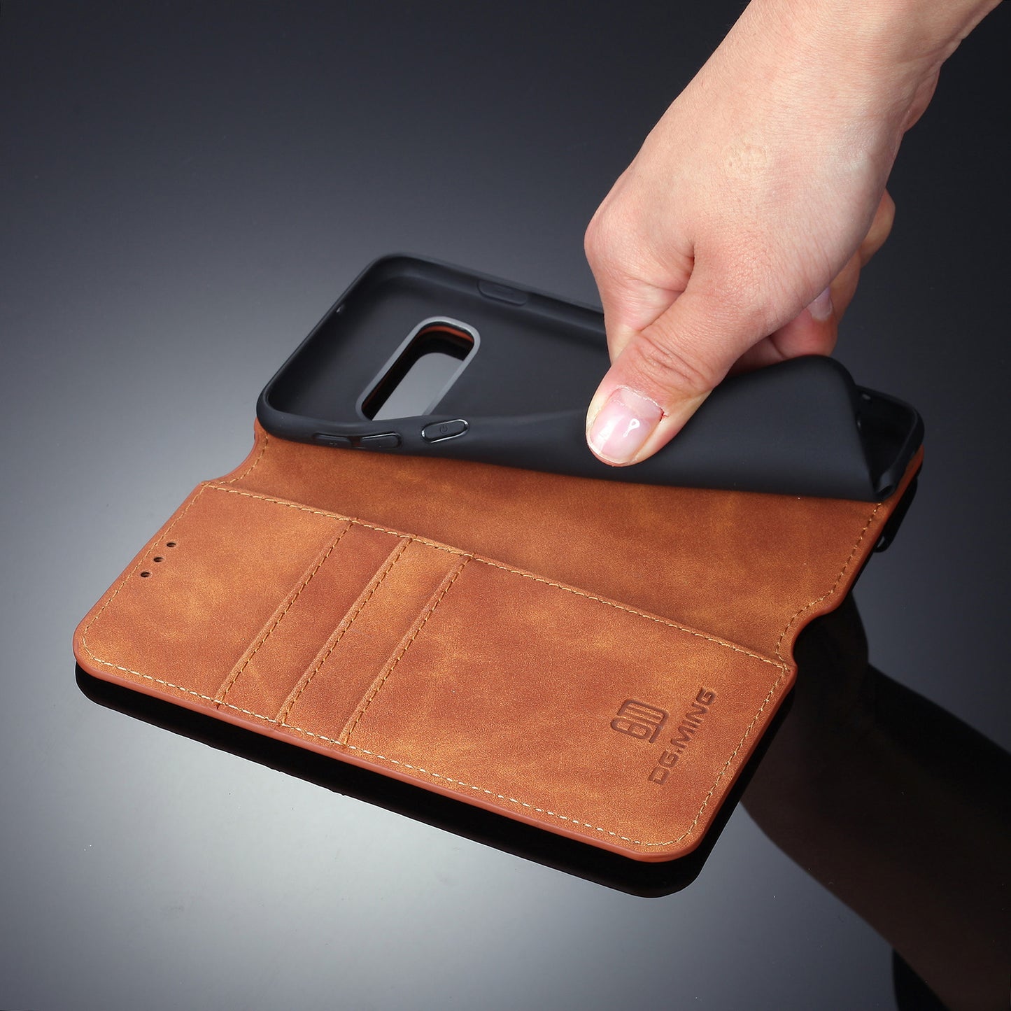 DG.MING Retro Style Leather Wallet Stand Case for Samsung Galaxy S10 Plus