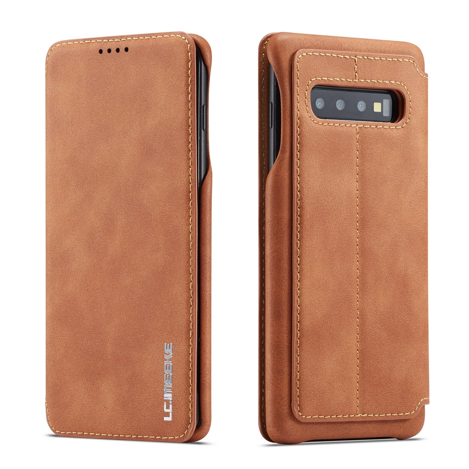 LC.IMEEKE Retro Style Leather Card Holder Case for Samsung Galaxy S10
