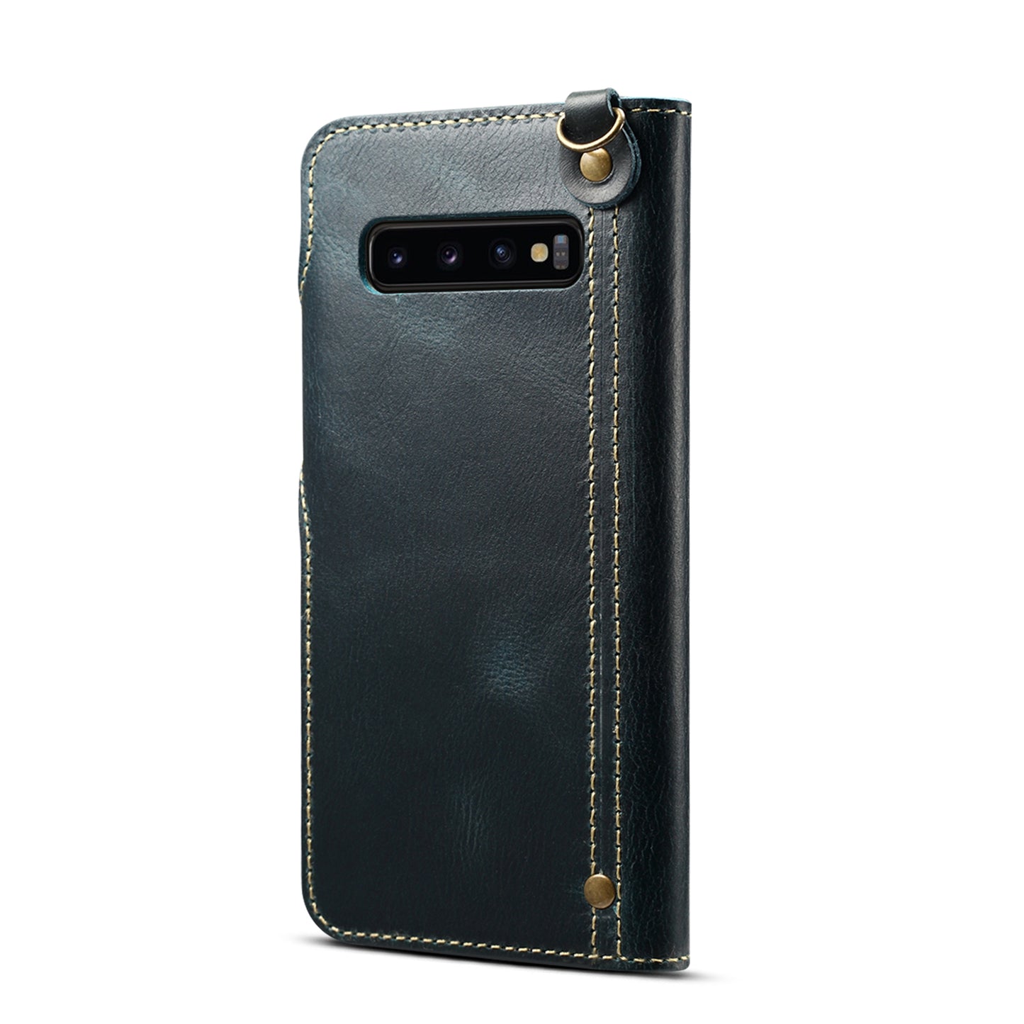 Genuine Wallet Leather Phone Cover with Lanyard for Samsung Galaxy S10 Plus