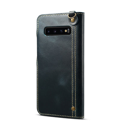 Genuine Wallet Leather Phone Cover with Lanyard for Samsung Galaxy S10 Plus