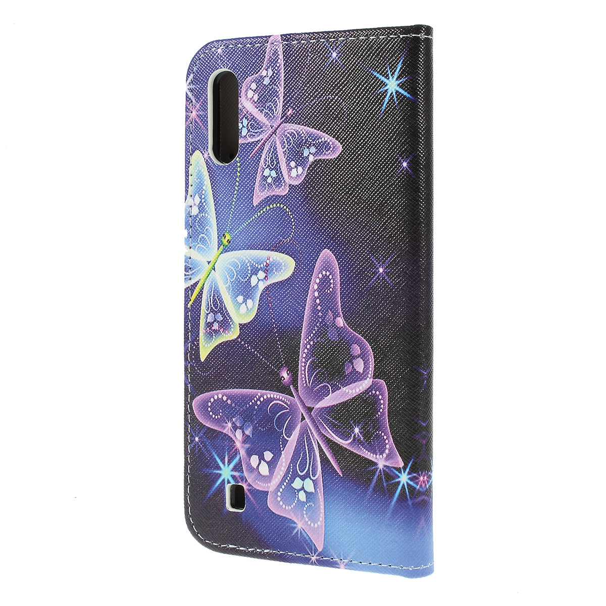 Cross Texture Patterned Leather Wallet Case for Samsung Galaxy M10