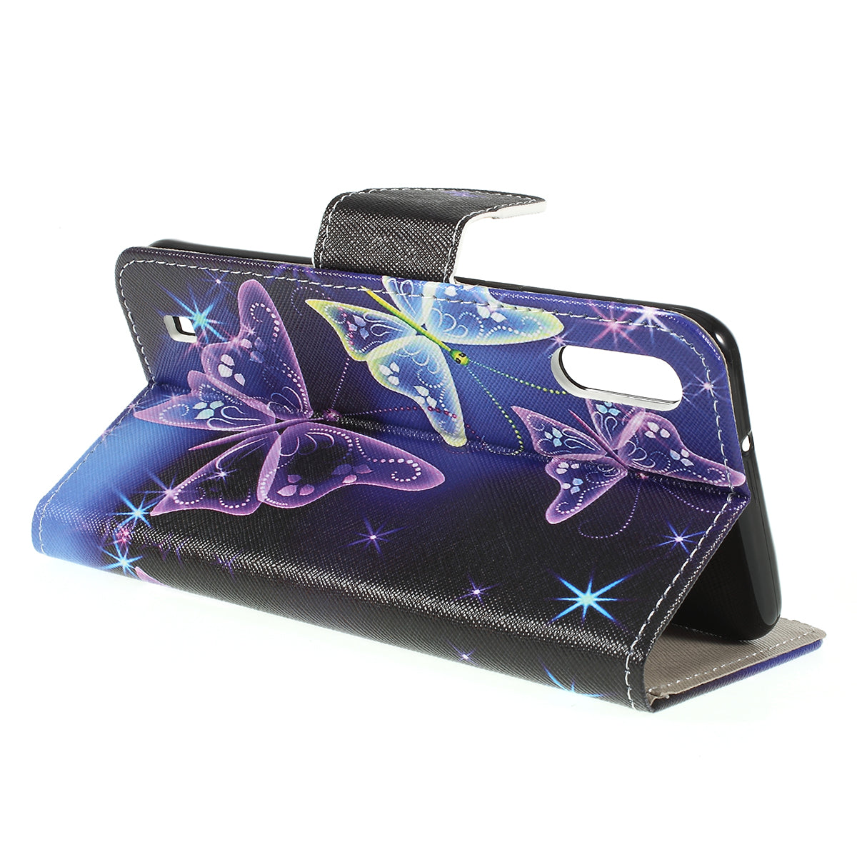 Cross Texture Patterned Leather Wallet Case for Samsung Galaxy M10