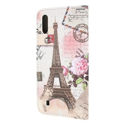 Cross Texture Patterned Leather Wallet Case for Samsung Galaxy M10